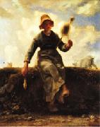 Jean Francois Millet The Spinner, Goat-Girl from the Auvergne oil painting picture wholesale